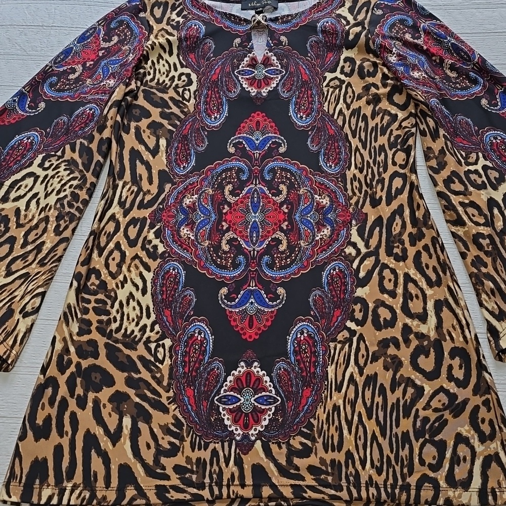 Melissa Paige Paisley & Cheetah Pullover Tunic Size XS